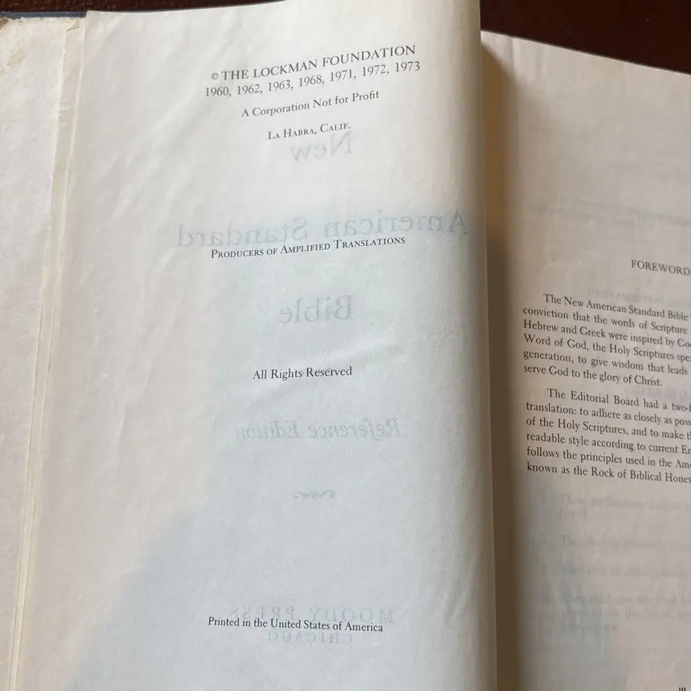 Vintage 1973 New American Standard Bible NASB Reference Edition Moody Press HC